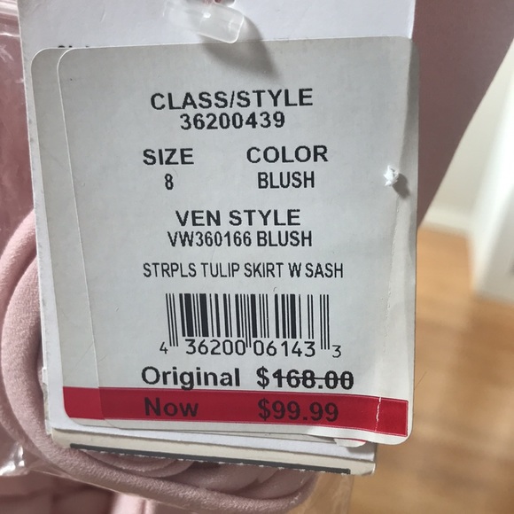 NWT Vera Wang strapless Tulip skirt with sash style vw360166 Blush Sz 8 (sku A) - Picture 8 of 10